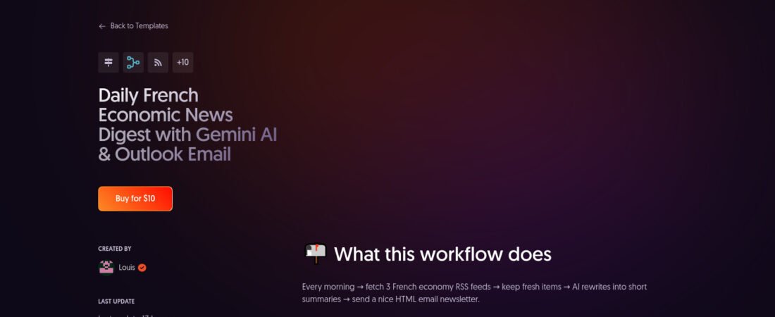 Recevez chaque matin le meilleur de l’actualité économique française dans votre boîte mail – Automatisé avec n8n, Gemini AI et Outlook, comme par magie !