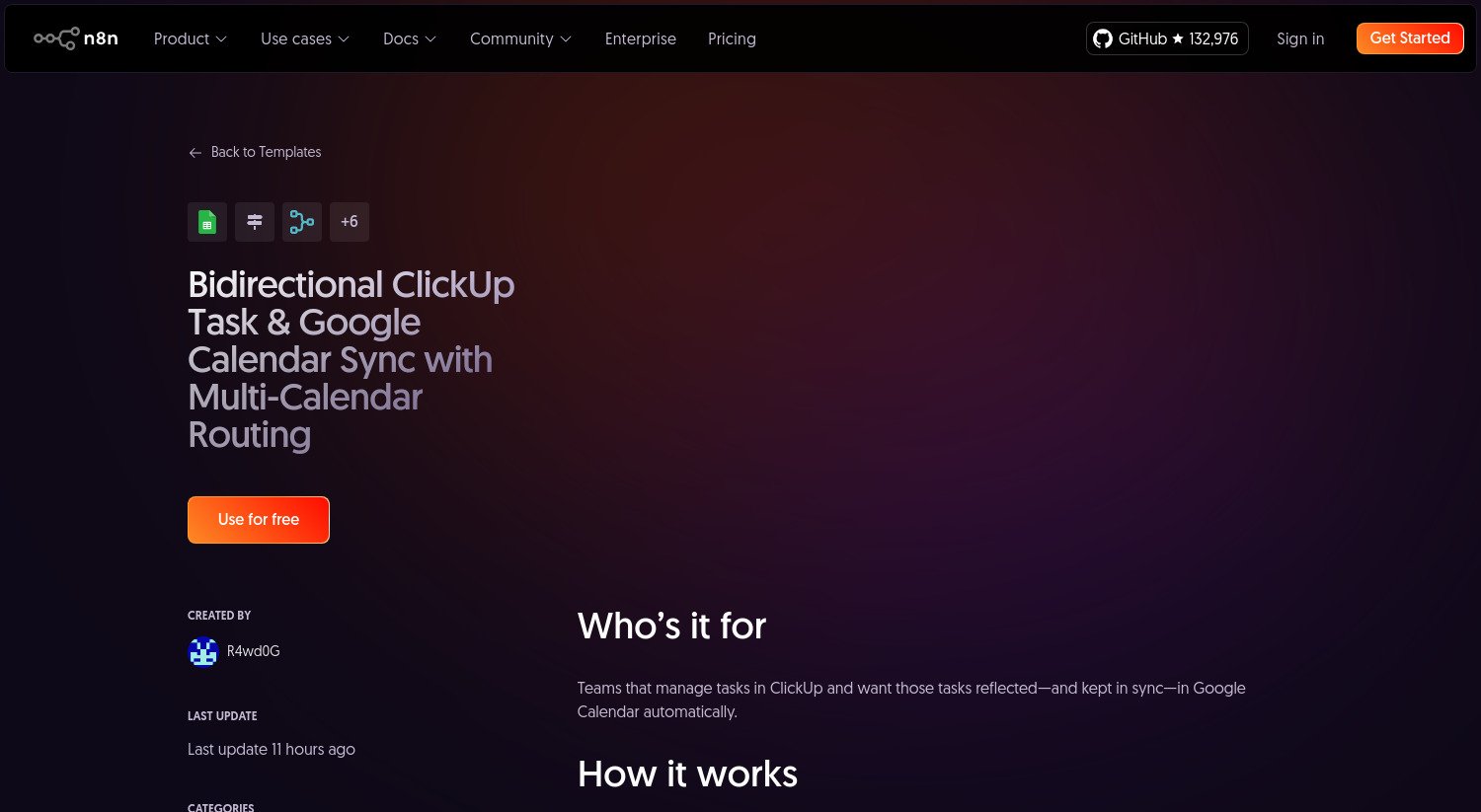 Boostez votre productivité ! Synchronisez ClickUp et Google Calendar (en bidirectionnel) sans prise de tête avec n8n