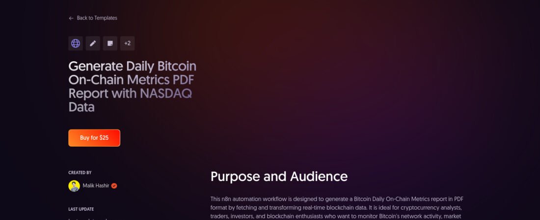 Comment générer automatiquement un rapport PDF quotidien des métriques Bitcoin grâce à n8n et Nasdaq : La recette d’automatisation que tout crypto-analyste rêvait d’avoir !