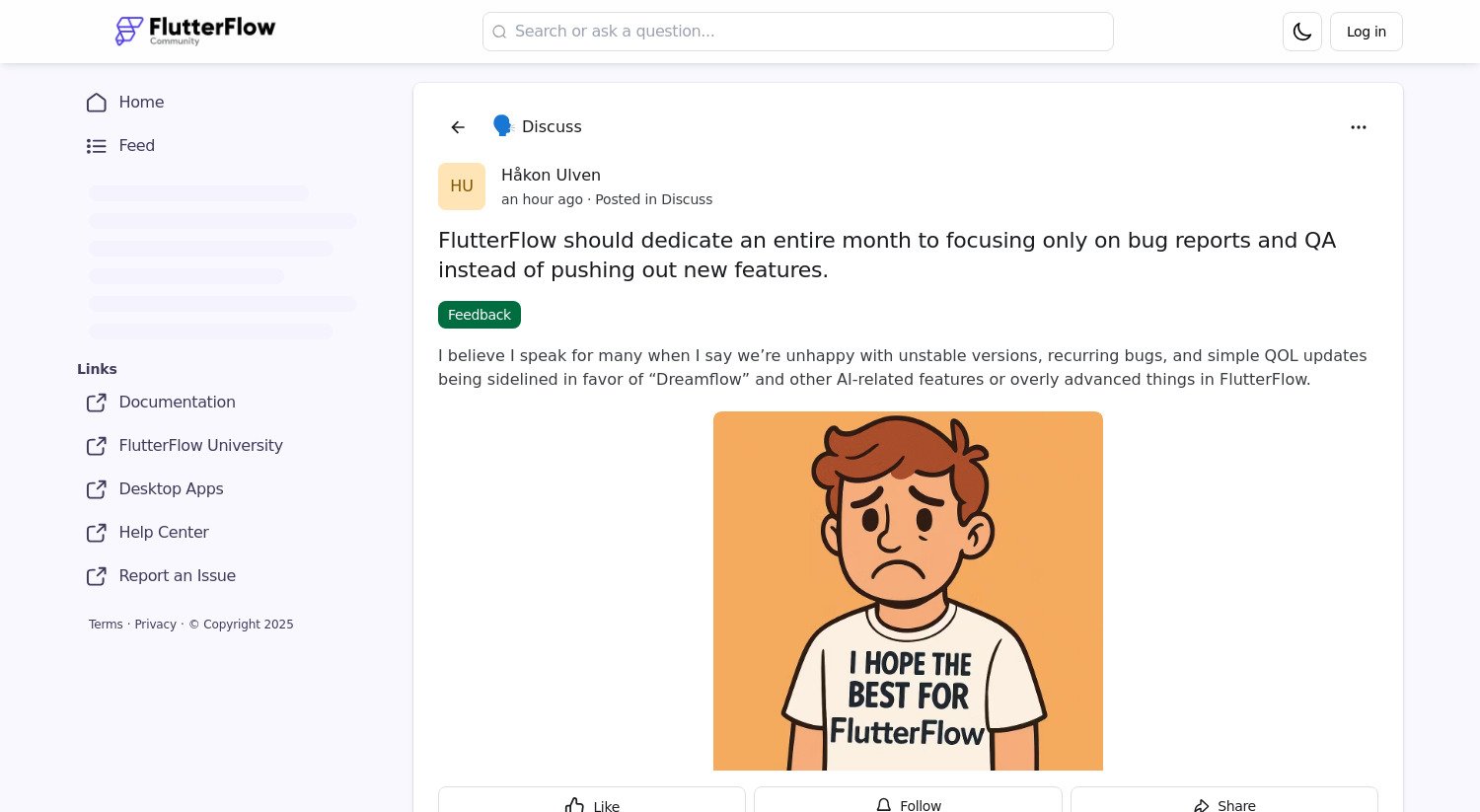 FlutterFlow : Et si on disait stop aux nouvelles fonctionnalités (juste un mois) pour corriger les bugs ?