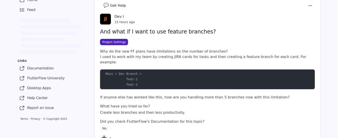 Feature branches sur FlutterFlow : comment s’organiser quand on est limité ?