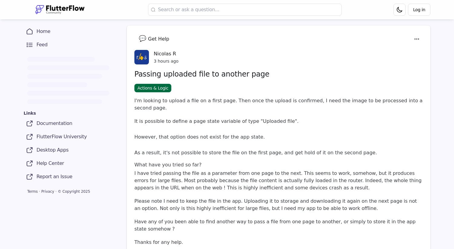 Comment transférer un fichier uploadé d’une page à l’autre dans FlutterFlow… sans crise de nerfs !