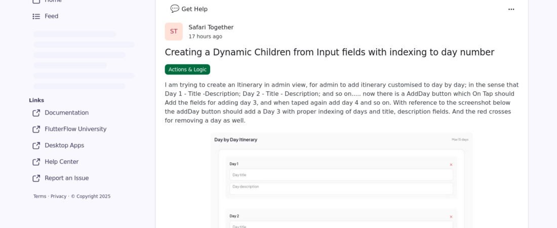 Créer des champs dynamiques dans FlutterFlow : votre itinéraire jour par jour en un clic !