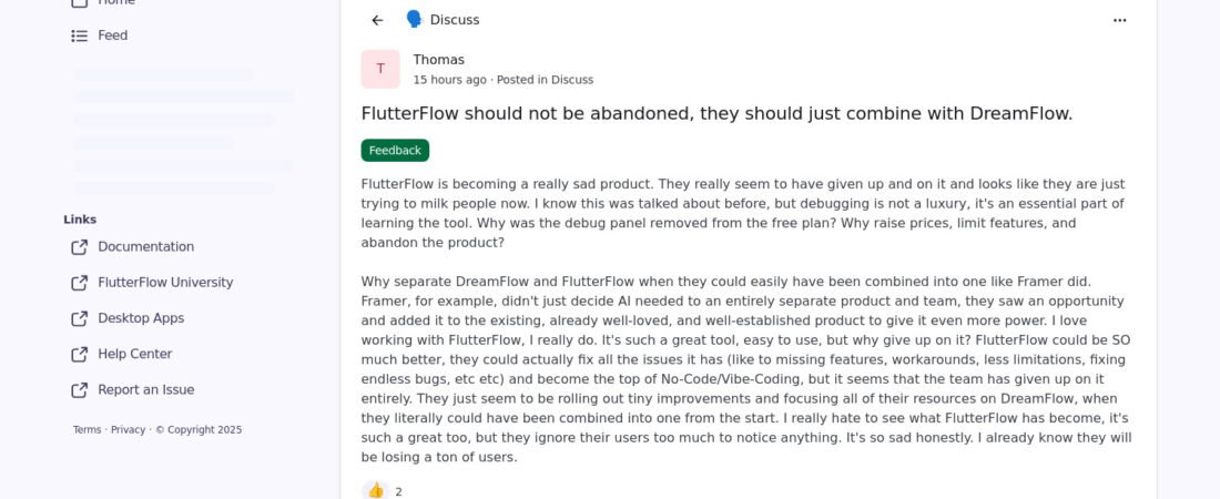 FlutterFlow doit-il fusionner avec DreamFlow ? La communauté s’interroge sur l’avenir du no-code