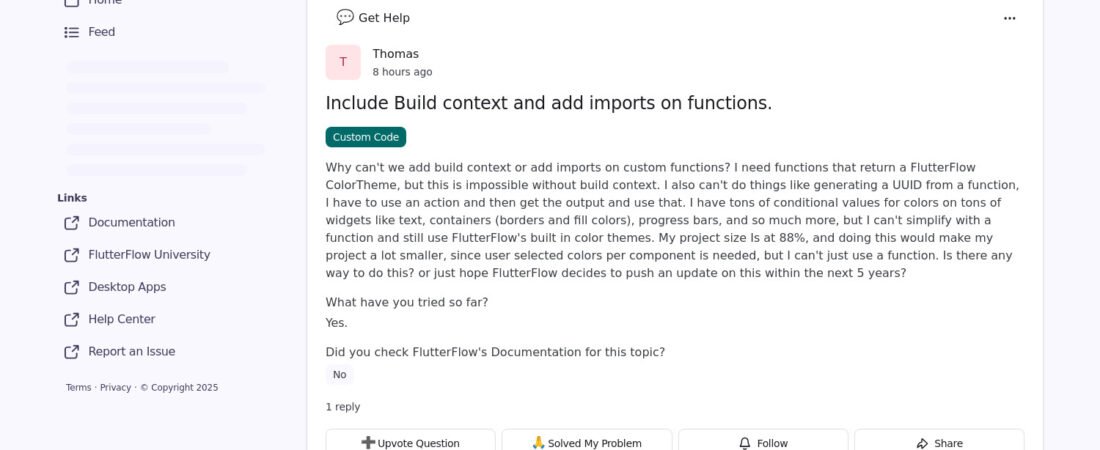 Boostez votre productivité sur FlutterFlow : Le casse-tête du Build Context et des imports dans les fonctions personnalisées