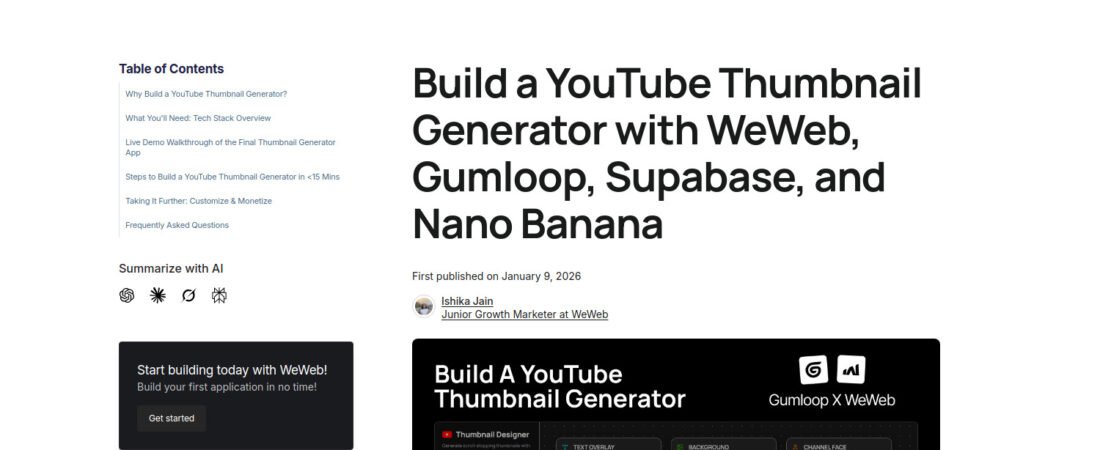 Comment créer votre propre générateur de miniatures YouTube avec WeWeb, Gumloop et une banane (Nano Banana, évidemment !) – Le guide le plus fun du no-code