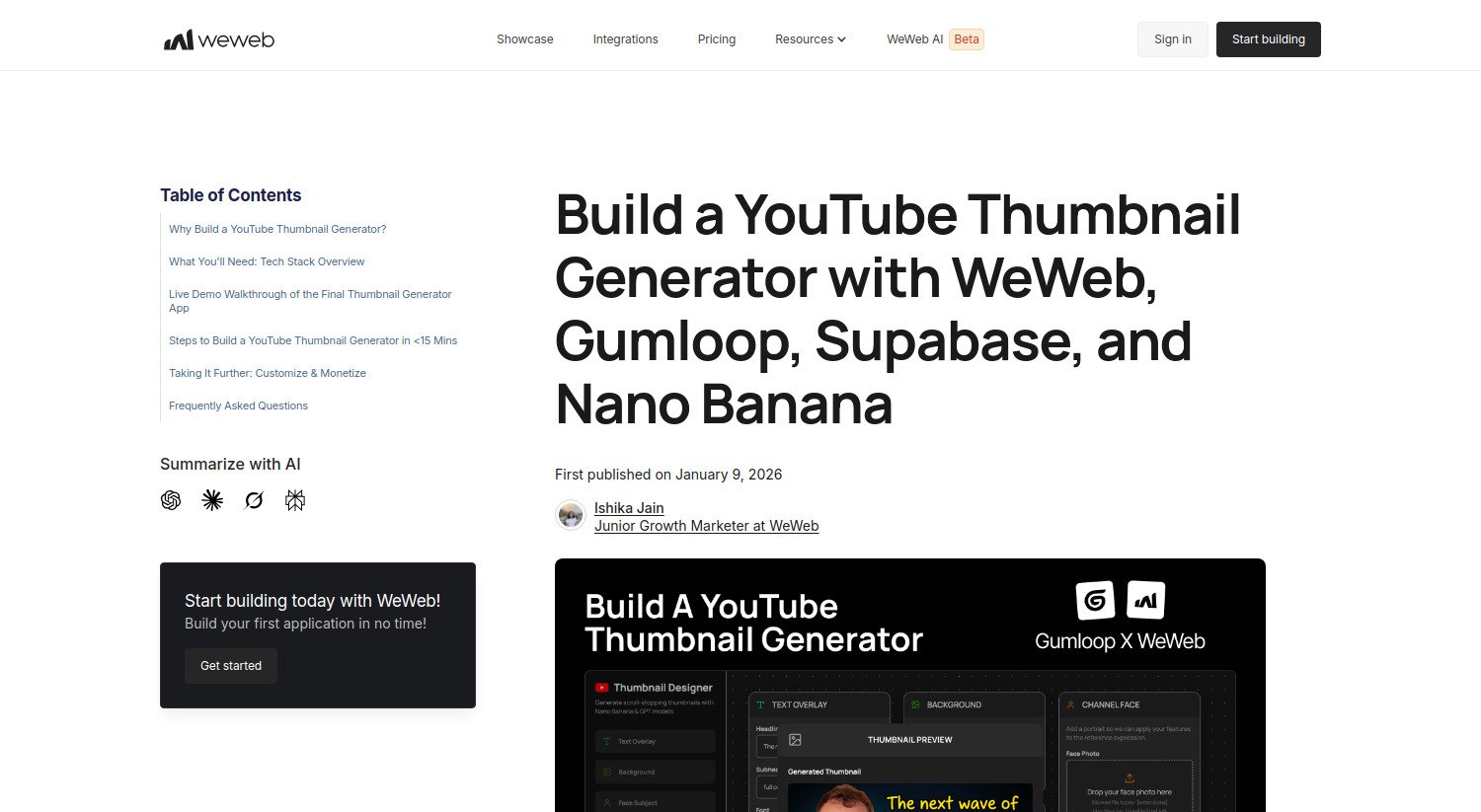 Comment créer votre propre générateur de miniatures YouTube avec WeWeb, Gumloop et une banane (Nano Banana, évidemment !) – Le guide le plus fun du no-code