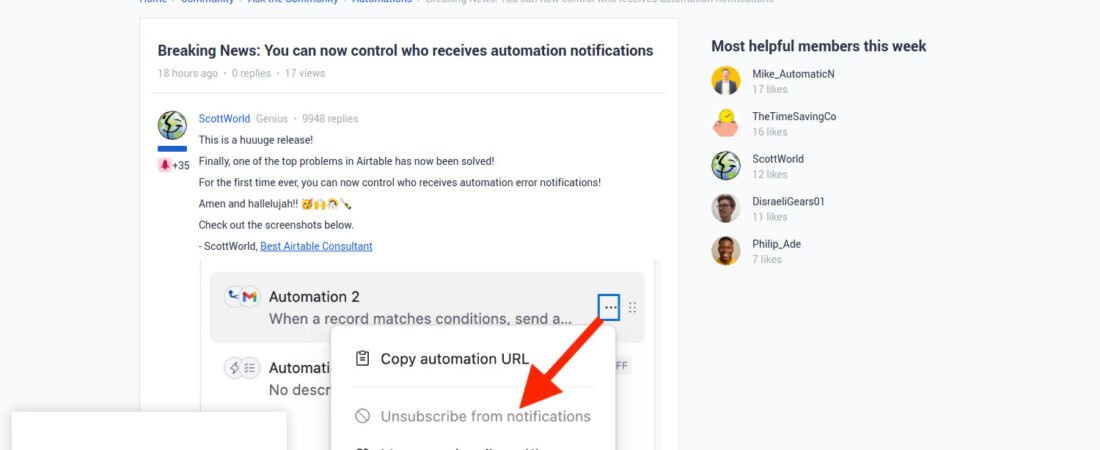 Airtable Automatise (presque) Tout… Et Maintenant, Vous Pouvez Enfin Choisir Qui Reçoit Les Notifications !