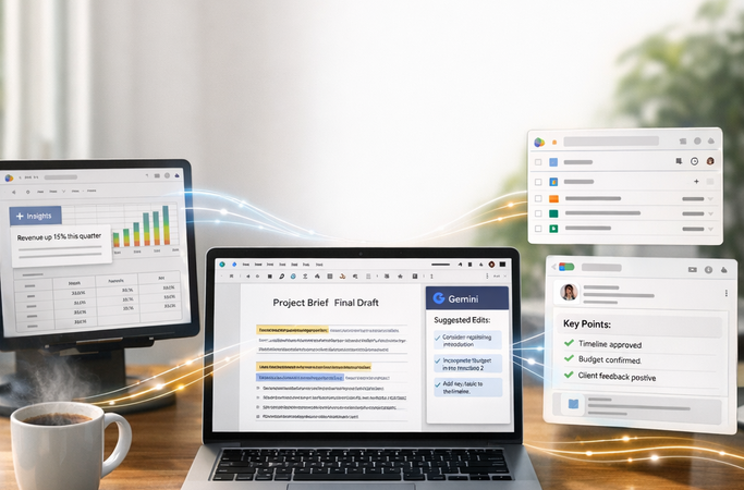 Gemini dans Google Workspace : Docs, Sheets, Slides et Drive passent en mode super assistant IA